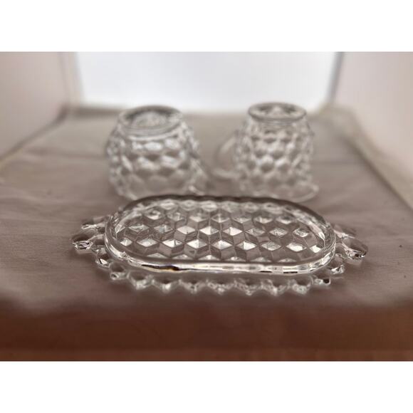 Vintage Clear Creamer and Sugar Set with Tray - Picture 5 of 9